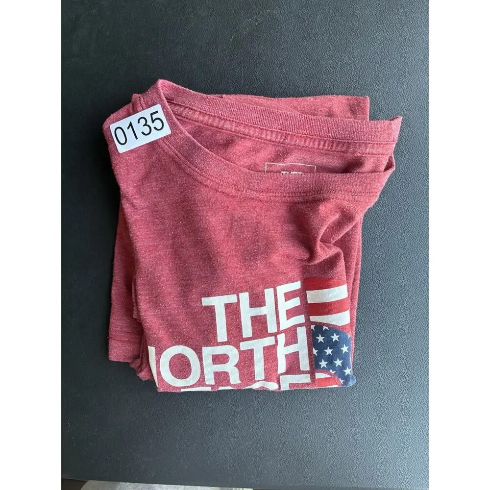 The North Face Americana T-Shirt Mens Small Slim Fit Red Flag Logo Tri-Blend